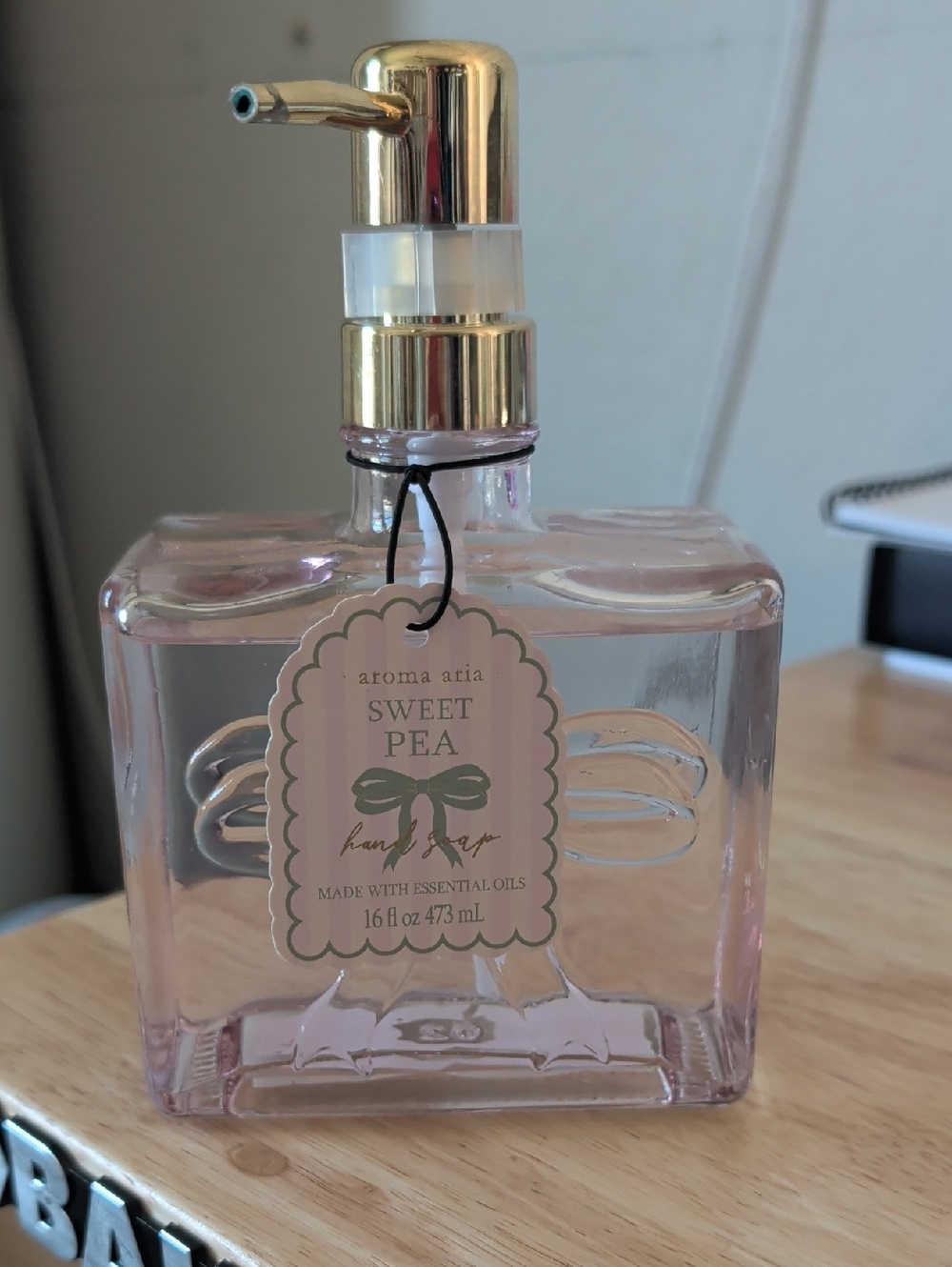 Sweet Pea Pink Liquid Hand Soap with Gold Pump Dispenser